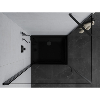 Mexen Pretoria sprchová kabína sklopná 100 x 80 cm, priehľadná, čierna + plochá sprchová vanička, čierna - 852-100-080-70-00-4070B