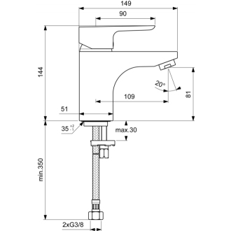 Ideal Standard CERAPLAN III GRANDE B 0705 AA umývadlová stojanková batéria bez výpuste
