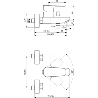 Ideal Standard CERAPLAN III B 0718 AA vaňová batéria