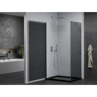 Mexen Pretoria sklopná sprchová kabína 100 x 80 cm, grafit, chróm + plochá sprchová vanička, čierna - 852-100-080-01-40-4070
