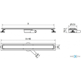 Mexen Flat 360 ° M12 otočný lineárny odtok 90 cm, zlatý - 1521090-40