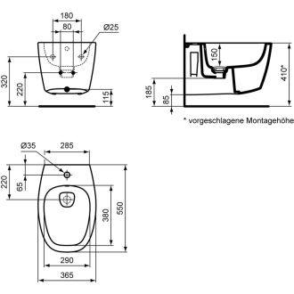Ideal Standard DEA T509801 závesný bidet 36,5x55x32,5