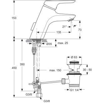 Ideal Standard CERAMIX blue umývadlová armatúra A5646AA