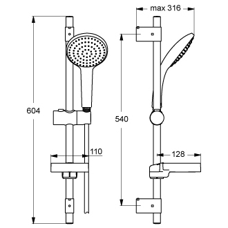 Ideal Standard IDEALRAIN L1 B9423AA sprchová sada 600mm s ručnou sprchou 120mm, chróm