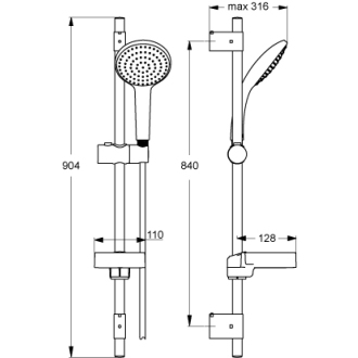 Ideal Standard IDEALRAIN L1 B9424AA sprchová sada 900mm s ručnou sprchou 120mm, chróm