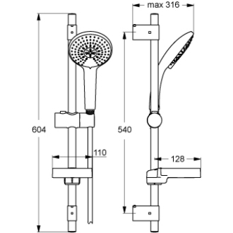 Ideal Standard IDEALRAIN L3 B9425AA sprchová sada 600mm s ručnou sprchou 120mm, chróm
