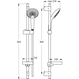 Ideal Standard IDEALRAIN L3 B9427AA sprchová sada 900mm s ručnou sprchou 120mm, chróm
