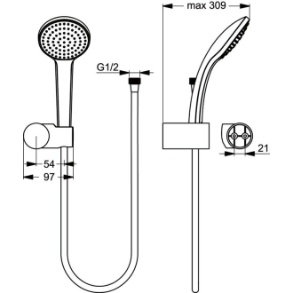 Ideal Standard IDEALRAIN M1 vaňová sada 1S B9451AA, Idealflex 125 cm