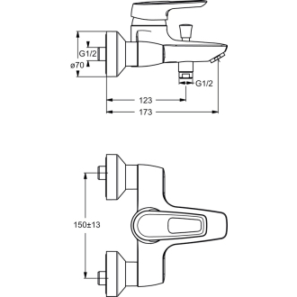 Ideal Standard CERAMIX blue B9490 AA vaňová armatúra bez príslušenstva, chróm