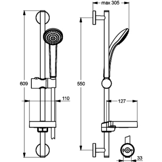 Ideal Standard IDEALRAIN sprchová súprava 600mm B9501AA S1 80mm