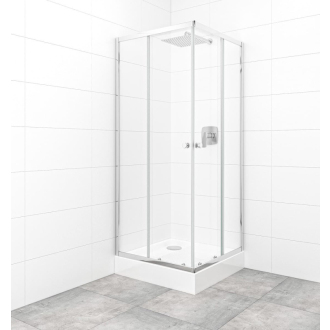 Sprchovací kút štvorec 80x80x185 cm Multi Basic chróm lesklý + vanička SIKOBKMUQ80CRT