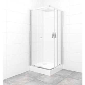 Sprchovací kút štvorec 80x80x185 cm Multi Basic chróm lesklý + vanička SIKOBKMUQ80CRT
