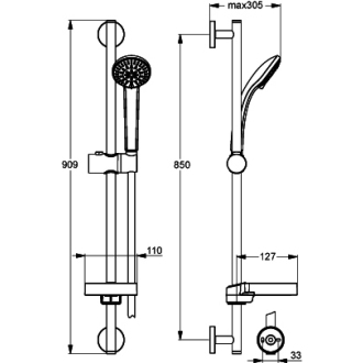 Ideal Standard IDEALRAIN sprchová sada 900mm B9504AA s 3-funkčnou ručnou sprchou