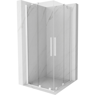 Mexen Velar Duo výsuvná sprchová kabína 80 x 80 cm, priehľadná, biela - 871-080-080-02-20