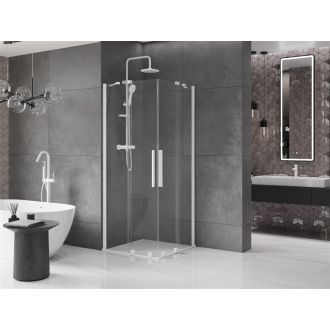 Mexen Velar Duo výsuvná sprchová kabína 80 x 80 cm, priehľadná, biela - 871-080-080-02-20