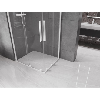 Mexen Velar Duo výsuvná sprchová kabína 90 x 80 cm, priehľadná, biela - 871-090-080-02-20
