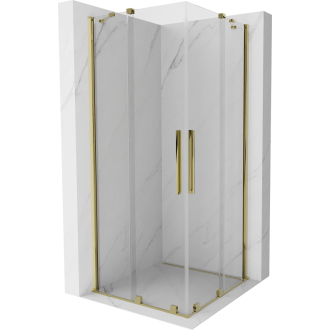 Mexen Velar Duo výsuvná sprchová kabína 80 x 80 cm, priehľadná, zlatá - 871-080-080-02-50