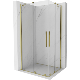 Mexen Velar Duo výsuvná sprchová kabína 90 x 80 cm, priehľadná, zlatá - 871-090-080-02-50