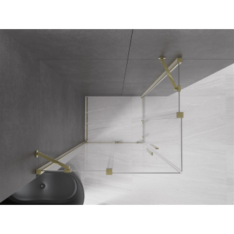 Mexen Velar Duo výsuvná sprchová kabína 90 x 80 cm, priehľadná, zlatá - 871-090-080-02-50