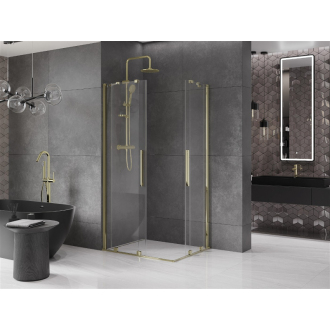 Mexen Velar Duo výsuvná sprchová kabína 90 x 80 cm, priehľadná, zlatá - 871-090-080-02-50