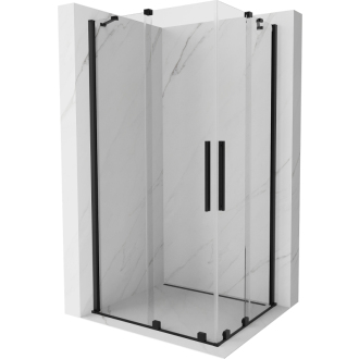 Mexen Velar Duo výsuvná sprchová kabína 90 x 80 cm, priehľadná, čierna - 871-090-080-02-70