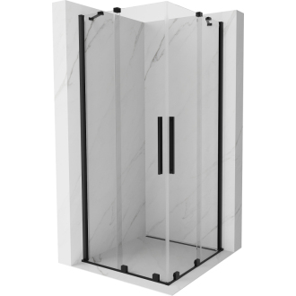 Mexen Velar Duo výsuvná sprchová kabína 90 x 90 cm, priehľadná, čierna - 871-090-090-02-70