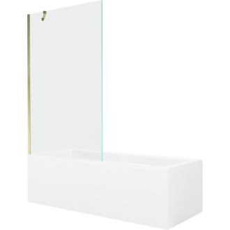 Mexen Cubik obdĺžniková vaňa 150 x 70 cm s plášťom a 1 krídlovou zástenou 100 cm, transparentná, zlatá - 550315070X9510000050