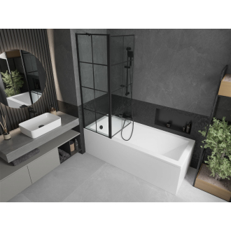 Mexen Cubik obdĺžniková vaňa 170 x 70 cm s plášťom a 1 krídlovou zástenou 120 cm, čierny vzor - 550317070X9412117077