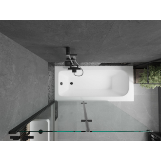 Mexen Vega obdĺžniková vaňa 160 x 70 cm s plášťom a 2 krídlovou zástenou 120 cm, priehľadná, čierna - 550116070X9212027000
