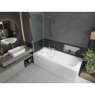 Mexen Vega obdĺžniková vaňa 170 x 70 cm s plášťom a 2-listovou zástenou 120 cm, transparentná, chróm - 550117070X9212020100