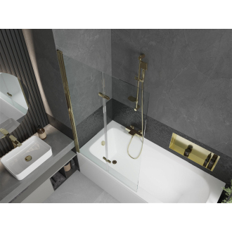 Mexen Vega obdĺžniková vaňa 180 x 80 cm s plášťom a 2-listovou zástenou 100 cm, priehľadná, zlatá - 550118080X9210025000