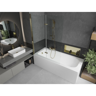 Mexen Vega obdĺžniková vaňa 180 x 80 cm s plášťom a 2-listovou zástenou 120 cm, transparentná, zlatá - 550118080X9212025000