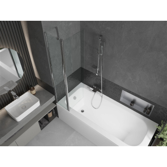 Mexen Vega obdĺžniková vaňa 150 x 70 cm s plášťom a 1-krídlovou zástenou 80 cm, transparentná, chróm - 550115070X9408110100