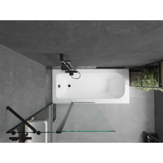 Mexen Vega obdĺžniková vaňa 150 x 70 cm s plášťom a 1 krídlovou zástenou 100 cm, priehľadná, čierna - 550115070X9410117000