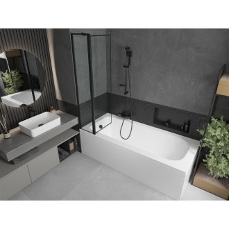 Mexen Vega obdĺžniková vaňa 150 x 70 cm s plášťom a 1 krídlovou zástenou 80 cm, čierny vzor - 550115070X9408117070