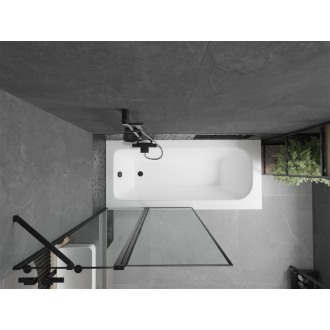 Mexen Vega obdĺžniková vaňa 150 x 70 cm s plášťom a 1 krídlovou zástenou 100 cm, čierny vzor - 550115070X9410117070