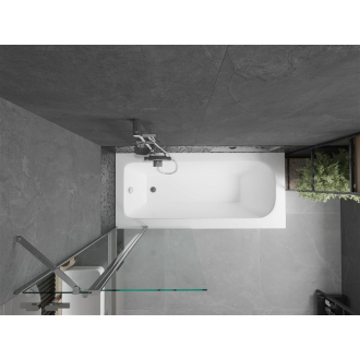 Mexen Vega obdĺžniková vaňa 160 x 70 cm s plášťom a 1 krídlovou zástenou 80 cm, transparentná, chróm - 550116070X9408110100