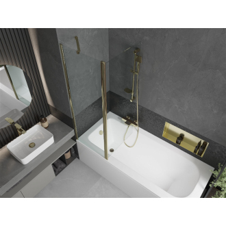 Mexen Vega obdĺžniková vaňa 160 x 70 cm s plášťom a 1-listovou zástenou 120 cm, priehľadná, zlatá - 550116070X9412115000