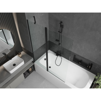 Mexen Vega obdĺžniková vaňa 160 x 70 cm s plášťom a 1 krídlovou zástenou 120 cm, priehľadná, čierna - 550116070X9412117000