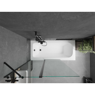 Mexen Vega obdĺžniková vaňa 160 x 70 cm s plášťom a 1 krídlovou zástenou 120 cm, priehľadná, čierna - 550116070X9412117000