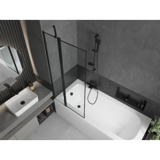 Mexen Vega obdĺžniková vaňa 160 x 70 cm s plášťom a 1 krídlovou zástenou 80 cm, čierny vzor - 550116070X9408117070