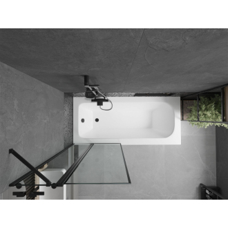 Mexen Vega obdĺžniková vaňa 160 x 70 cm s plášťom a 1 krídlovou zástenou 80 cm, čierny vzor - 550116070X9408117070