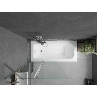 Mexen Vega obdĺžniková vaňa 170 x 70 cm s plášťom a 1-krídlovou zástenou 100 cm, transparentná, chróm - 550117070X9410110100