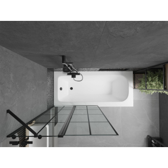 Mexen Vega obdĺžniková vaňa 170 x 70 cm s plášťom a 1 krídlovou zástenou 100 cm, čierny vzor - 550117070X9410117077