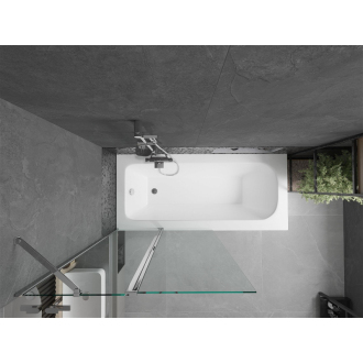 Mexen Vega obdĺžniková vaňa 180 x 80 cm s plášťom a 1-krídlovou zástenou 100 cm, transparentná, chróm - 550118080X9410110100