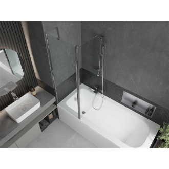 Mexen Vega obdĺžniková vaňa 180 x 80 cm s plášťom a 1-krídlovou zástenou 120 cm, transparentná, chróm - 550118080X9412110100