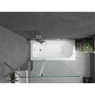 Mexen Vega obdĺžniková vaňa 180 x 80 cm s plášťom a 1-krídlovou zástenou 120 cm, transparentná, chróm - 550118080X9412110100