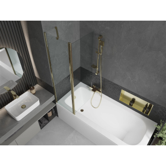 Mexen Vega obdĺžniková vaňa 180 x 80 cm s plášťom a 1 krídlovou zástenou 100 cm, priehľadná, zlatá - 550118080X9410115000