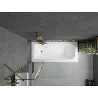 Mexen Vega obdĺžniková vaňa 180 x 80 cm s plášťom a 1 krídlovou zástenou 100 cm, priehľadná, zlatá - 550118080X9410115000