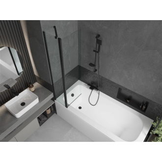Mexen Vega obdĺžniková vaňa 180 x 80 cm s plášťom a 1 krídlovou zástenou 80 cm, priehľadná, čierna - 550118080X9408117000